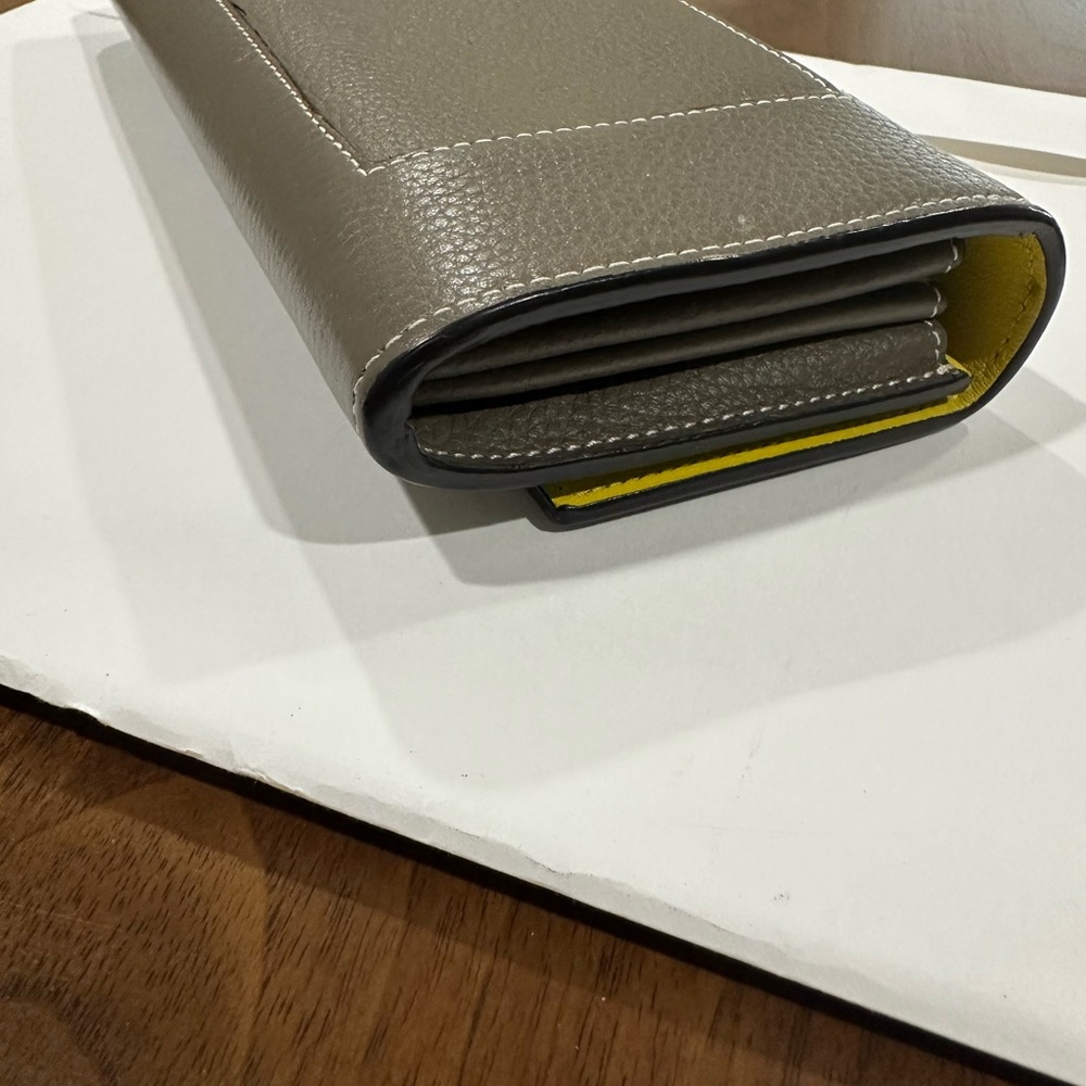 Celine Pebbled Leather Fold Wallet in Taupe Gray - Picture 3 of 12